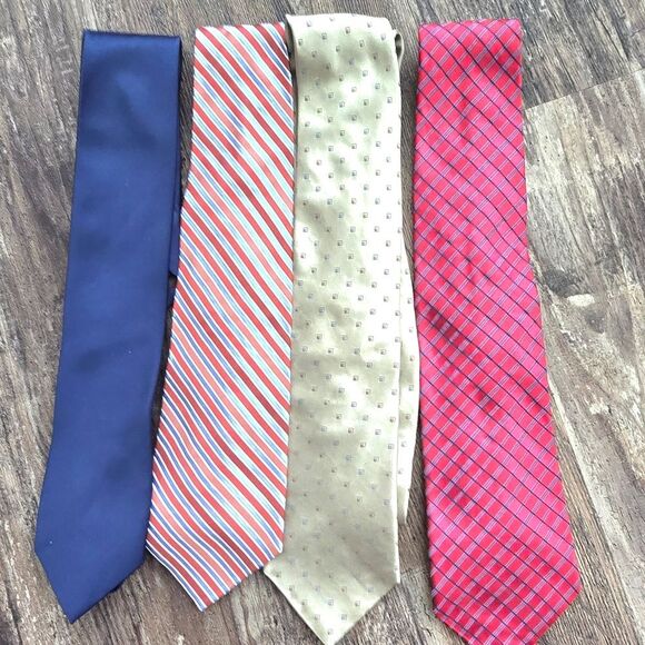 4 Jones New York Elegant Men's Tie Set - Blue, Red, Gold and Orange - Picture 1 of 2